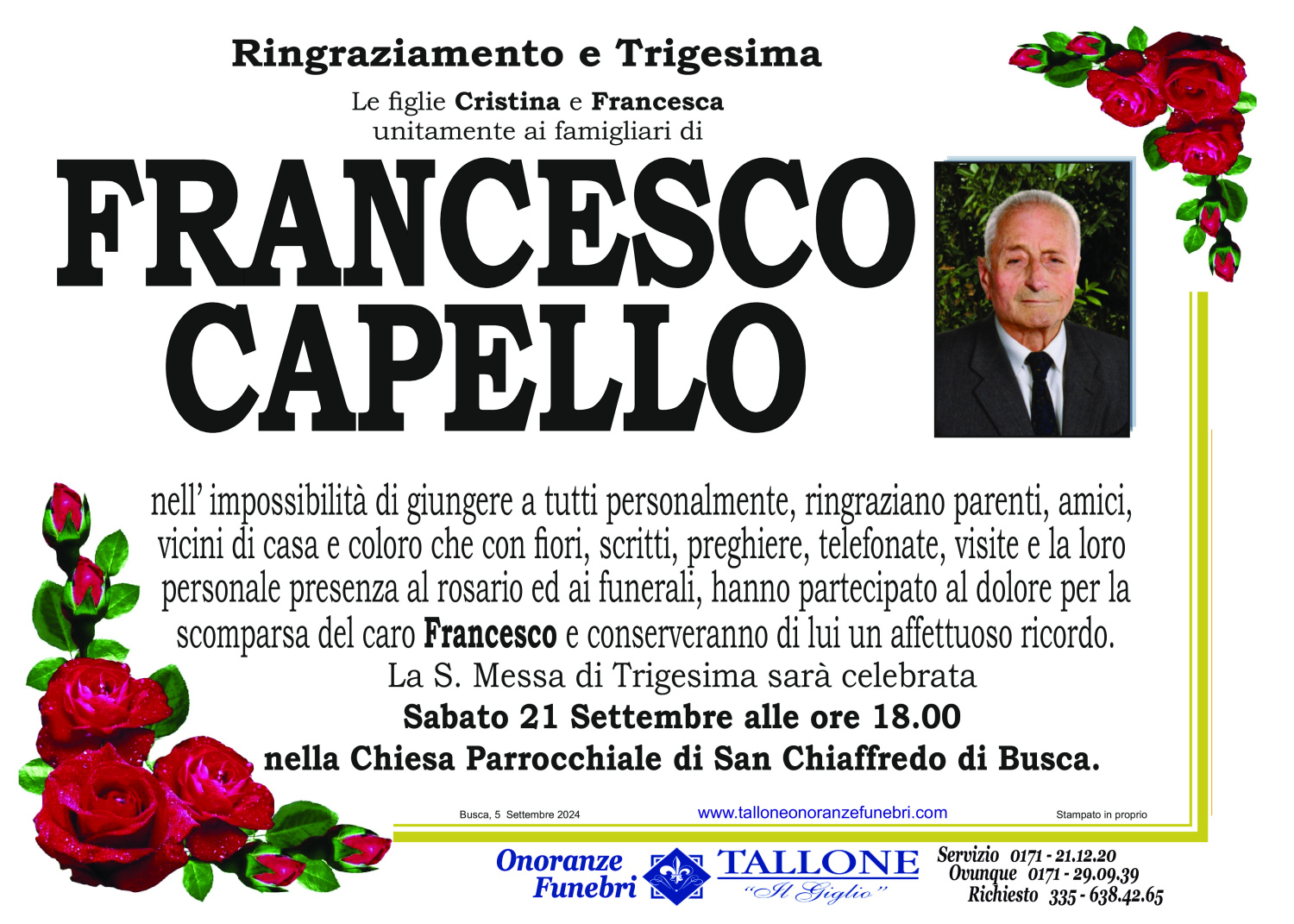 <br />
<b>Warning</b>:  Undefined variable $info in <b>/home/tallone/public_html/ringraziamenti.php</b> on line <b>68</b><br />
Francesco Capello